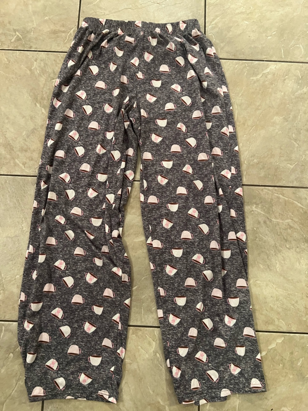 Never worn, a.n.a Gray Marled Lounge Pants with Pink Accents, Size Medium